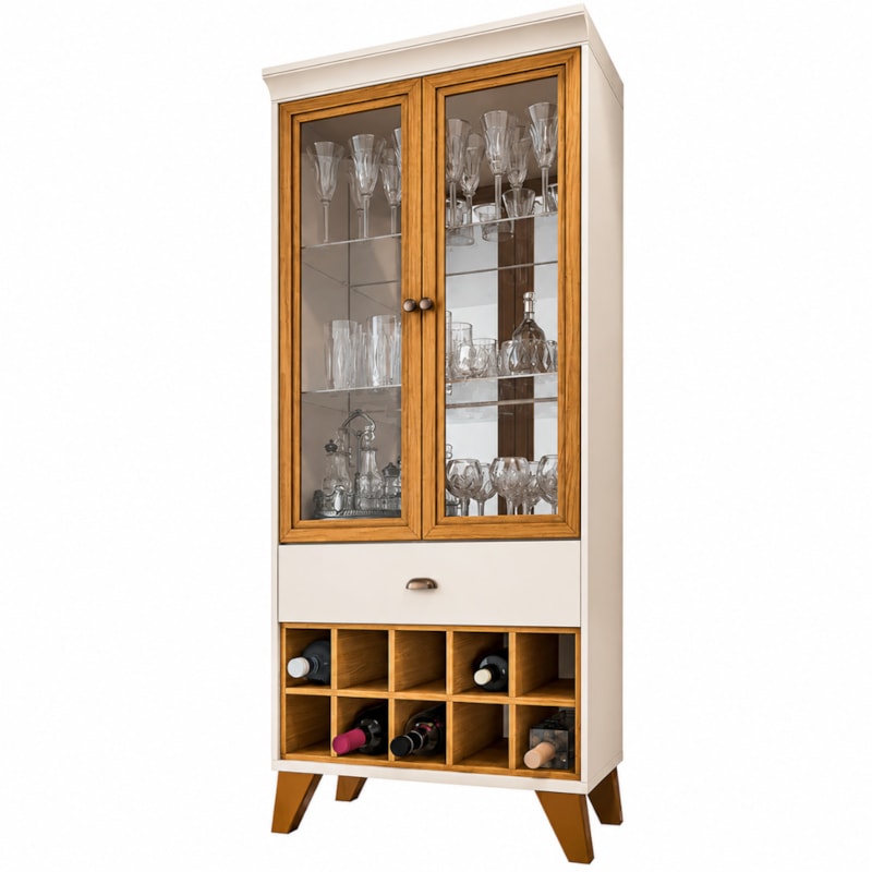 Cristaleira Opera HB Móveis 2 Portas 1 Gaveta Off White/Cinamomo 8024-698a1402-a123-42ca-b39e-b498e03e3ec8