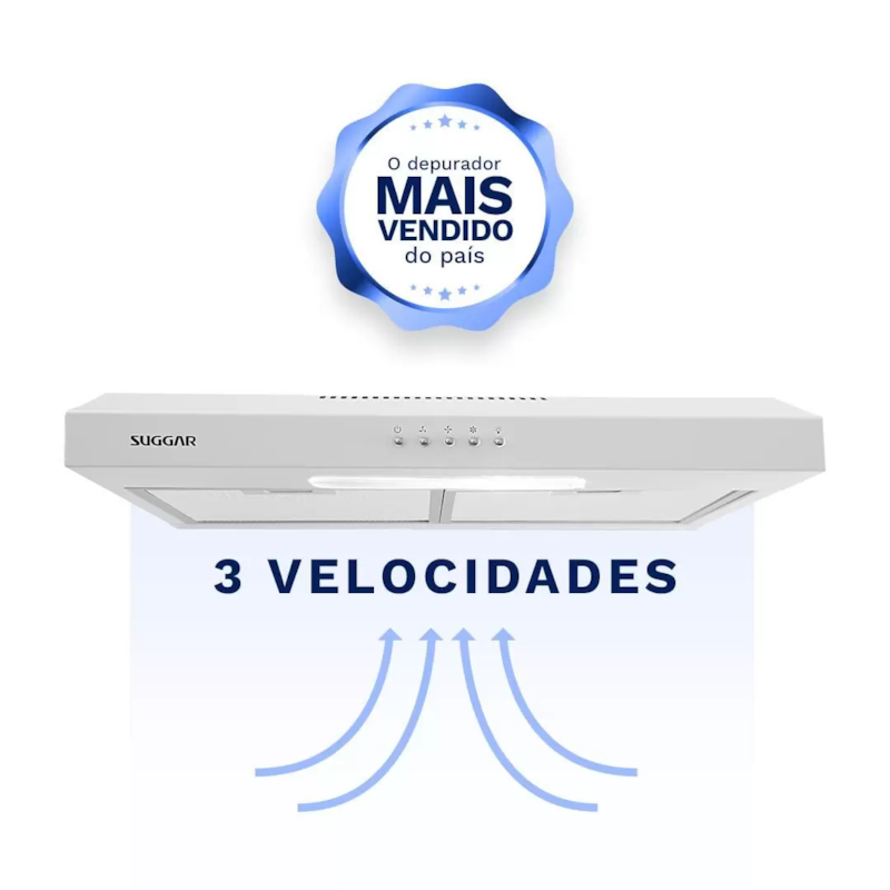 Depurador Suggar Slim 60cm 3 Velocidades 127V Branco-9c810a0e-f962-4b7a-871e-6f9fa9e2c183