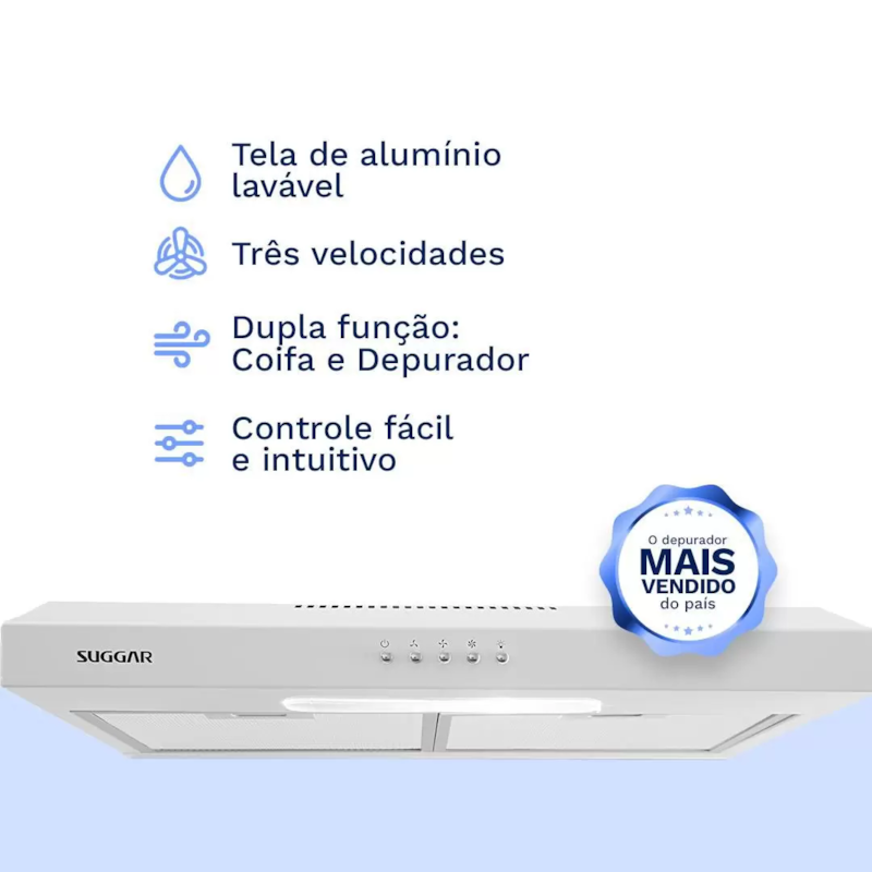 Depurador Suggar Slim 60cm 3 Velocidades 127V Branco-c84e7a09-5489-41a1-ad2c-b6f8d9f3d01d