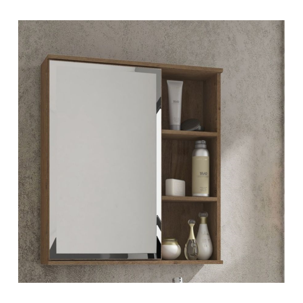 Espelheira para Banheiro Suspensa MGM Treviso 56CM com 1 Porta e Prateleira Amendoa-26fe65f1-6499-4697-8279-0bf2420971c6