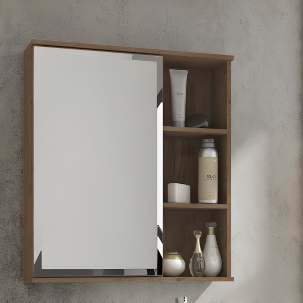 Espelheira para Banheiro Suspensa MGM Treviso 56CM com 1 Porta e Prateleira Amendoa-7baee5fb-9bc9-4c00-8443-8bea2f4f5317