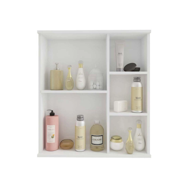 Espelheira para Banheiro Suspensa MGM Treviso 56CM com 1 Porta e Prateleira Branco-1edc9882-52b6-49ee-b749-517c1efed4c2