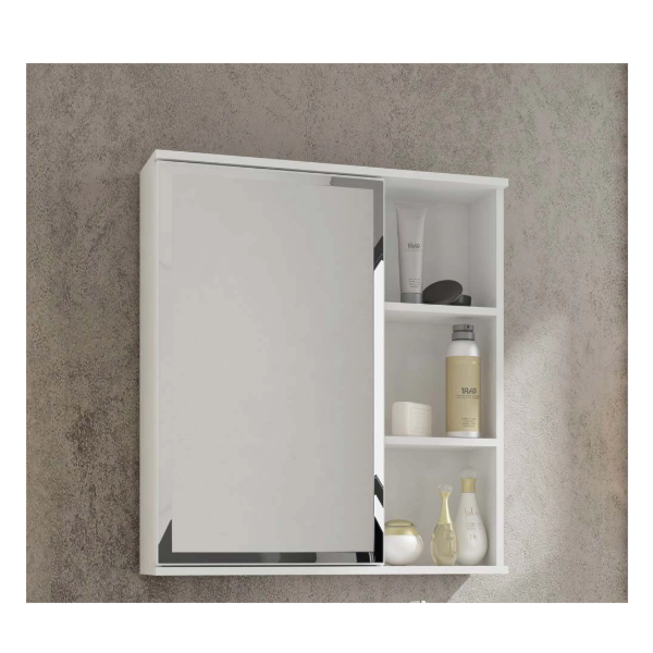 Espelheira para Banheiro Suspensa MGM Treviso 56CM com 1 Porta e Prateleira Branco-64a5a645-71b6-4fe4-a485-3a8e5229063b