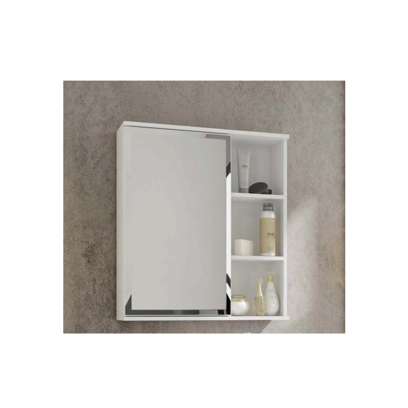 Espelheira para Banheiro Suspensa MGM Treviso 56CM com 1 Porta e Prateleira Branco-87cbad27-df76-4162-9ac8-c5d59b87a267