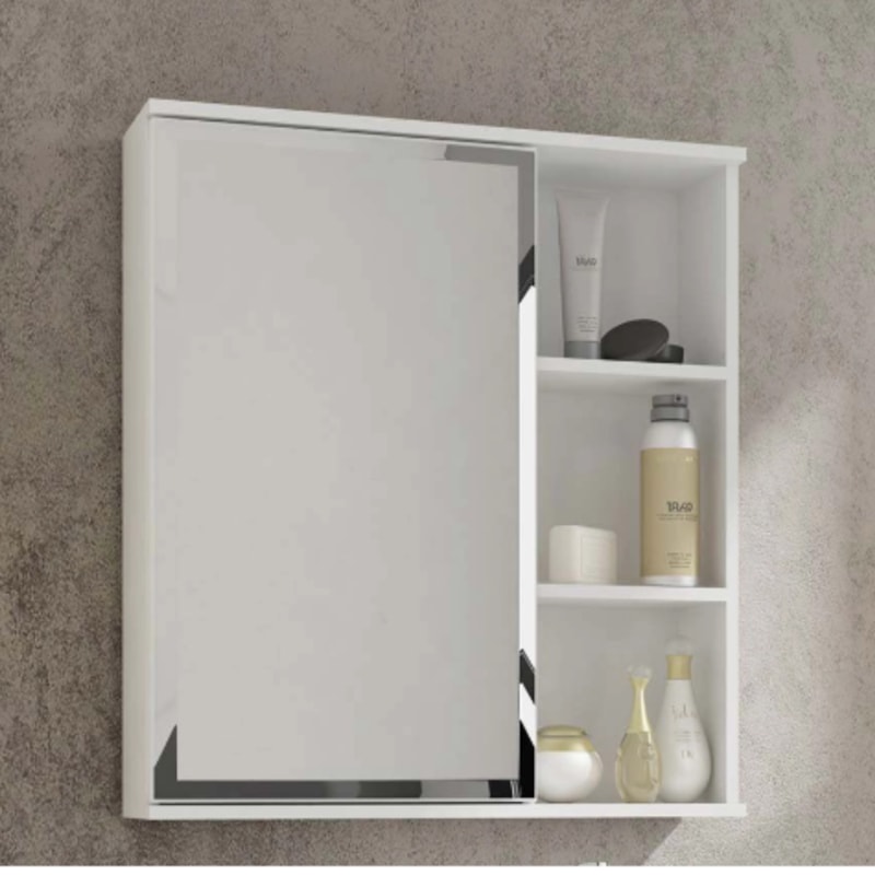 Espelheira para Banheiro Suspensa MGM Treviso 56CM com 1 Porta e Prateleira Branco-f15068bc-4b14-445d-a16a-90750f7a52a0