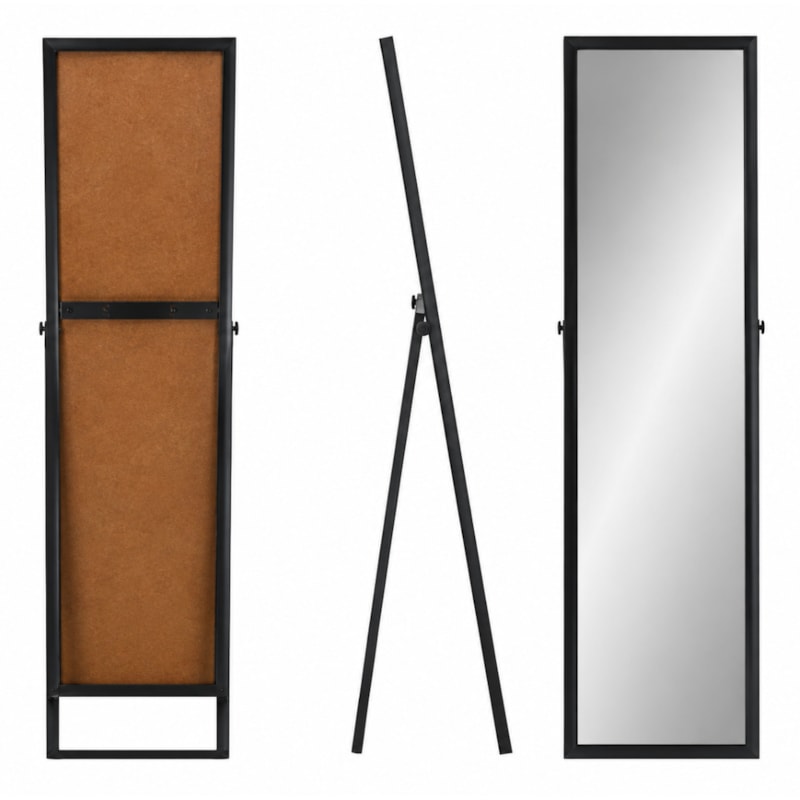 Espelho de Chão Euroquadros 37x157cm com Suporte Preto EU0371574018C2