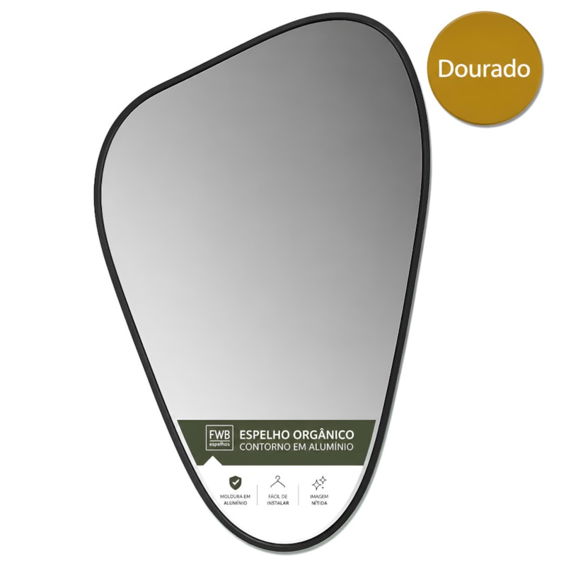 Espelho Euroquadros 1,8mm 40x60cm Orgânico Moldura Plástico Ouro HC2309259