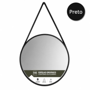 Espelho Euroquadros 1,8mm 45cm Redondo Moldura Plástica com Alça Preta HC2309419