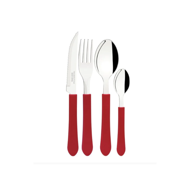 Faqueiro Tramontina Inox 12 Pecas Leme Vermelho