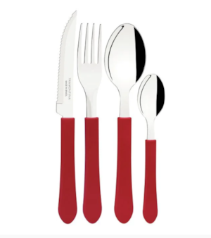 Faqueiro Tramontina Inox 12 Pecas Leme Vermelho