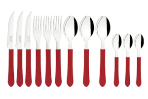 Faqueiro Tramontina Inox 12 Pecas Leme Vermelho