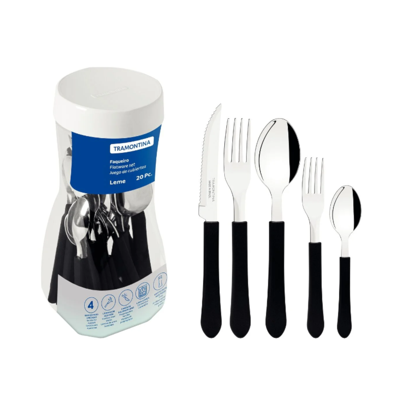 Faqueiro Tramontina Inox 20 Pecas Leme Preto