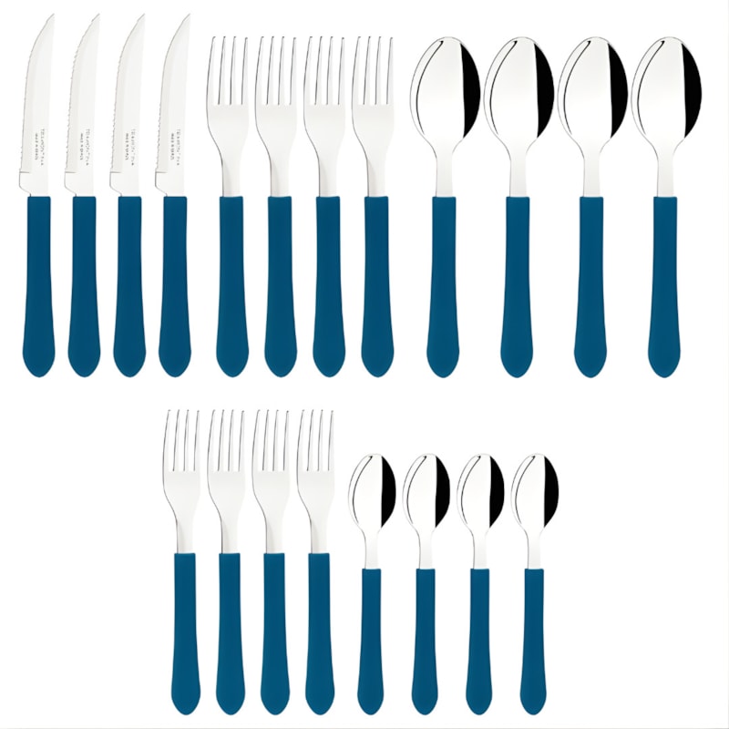 Faquerio Tramonitna Leme com Laminas em Aco Inox e Cabos de Polipropileno 20 Pecas Azul Oceano-9c1020e7-3e04-41db-81de-432e926edacc