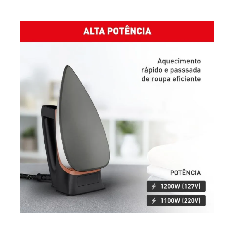 Ferro de Passar Arno a Seco Drygliss com Base Antiaderente 127V FS31 Preto/Derracota-63b78ac7-4973-4460-8fd9-dd2930e5ce71