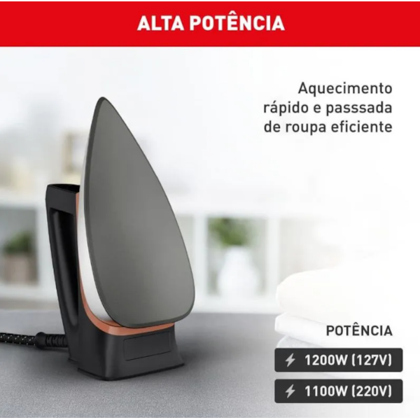 Ferro de Passar Arno a Seco Drygliss com Base Antiaderente 127V FS31 Preto/Derracota-2cd17070-d8a6-4329-888e-dd313539f070