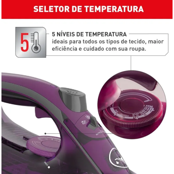 Ferro Passar Arno FPO1 Powergliss Grey/Purple FV2834B3 127V-63dab250-77dc-408a-80c3-f5f9e3fd93d5