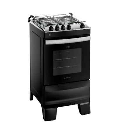 Fogao Atlas Agile com Mesa de Inox 4 Bocas Preto 