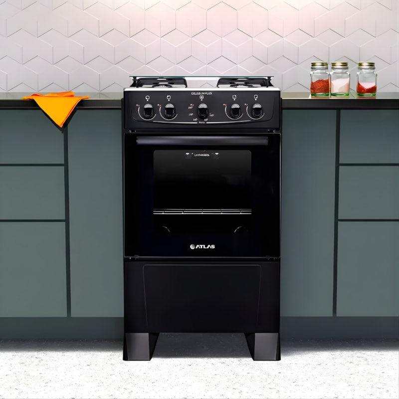 Fogão Atlas Coliseum Plus 4 Bocas Inox Preto-8282a1a9-834f-4134-baa6-f7ae639e0993