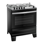 Fogao Atlas com Mesa de Inox Agile 5 Bocas com Acendimento Automatico Preto
