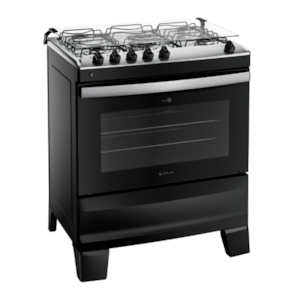 Fogao Atlas com Mesa de Inox Agile 5 Bocas com Acendimento Automatico Preto