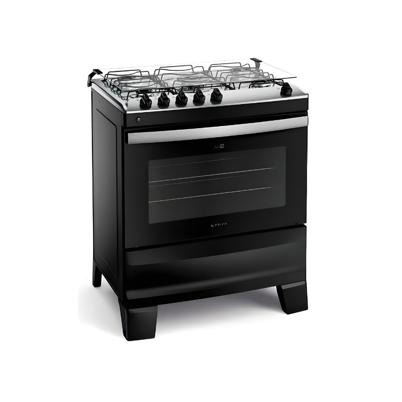 Fogao Atlas com Mesa de Inox Agile 5 Bocas com Acendimento Automatico Preto-d0afd785-1a37-41fa-a202-68a7def683e2