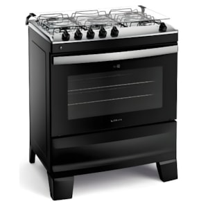 Fogao Atlas com Mesa de Inox Agile 5 Bocas com Acendimento Automatico Preto
