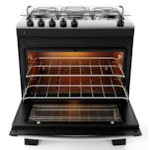 Fogao Atlas com Mesa de Inox Agile 5 Bocas com Acendimento Automatico Preto