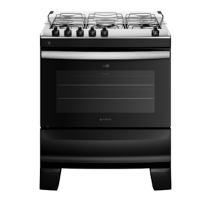 Fogao Atlas com Mesa de Inox Agile 5 Bocas com Acendimento Automatico Preto