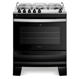 Fogao Atlas com Mesa de Inox Agile 5 Bocas com Acendimento Automatico Preto