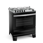 Fogao Atlas com Mesa de Inox Agile 5 Bocas Preto