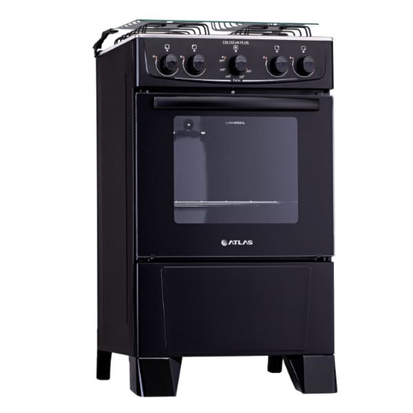 Fogao Atlas com Mesa de Inox Coliseum Plus 4 Bocas com Acendimento Manual Preto-67ba62e2-06e1-4809-bd9b-fad168691c77