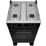 Fogao Atlas com Mesa de Inox Coliseum Plus 4 Bocas com Acendimento Manual Preto