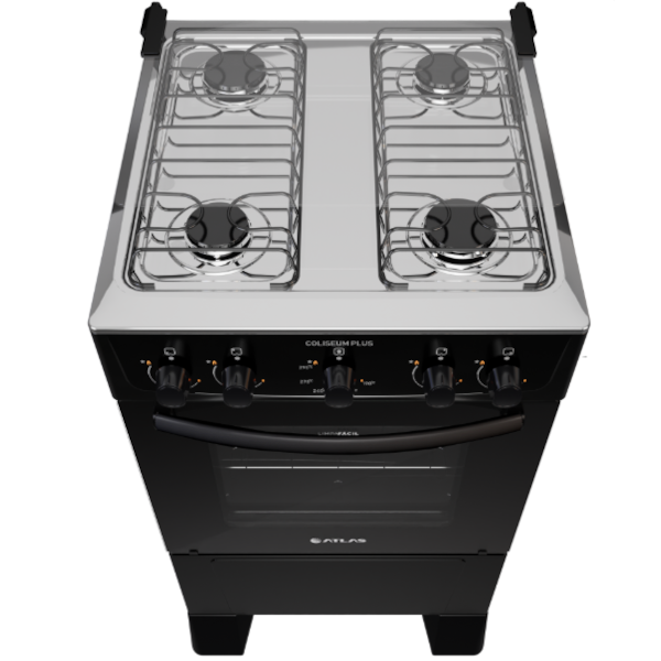 Fogao Atlas com Mesa de Inox Coliseum Plus 4 Bocas com Acendimento Manual Preto-bb6a83d5-5b61-45e1-9f3e-f208c1f68f7e