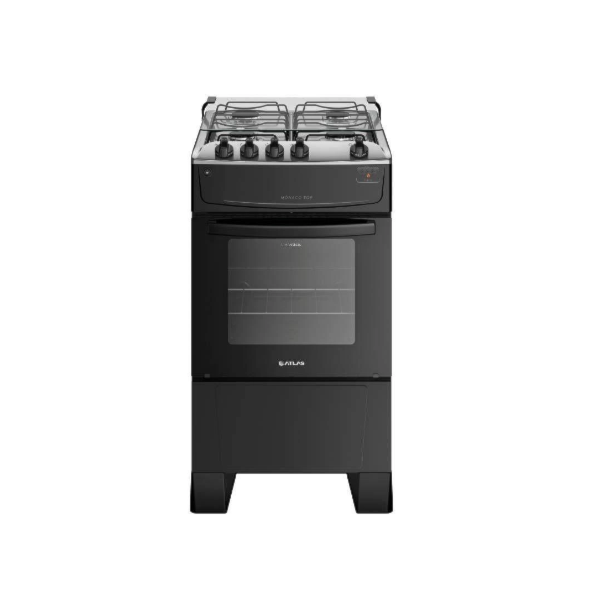Fogao Atlas com Mesa de Inox Monaco Top 4 Bocas Acendimento Automatico Preto-62065dc7-b434-4fc9-9427-19c88b6d10a5