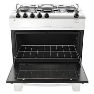 Fogao Atlas com Mesa de Inox Monaco Top 5 Bocas Branco