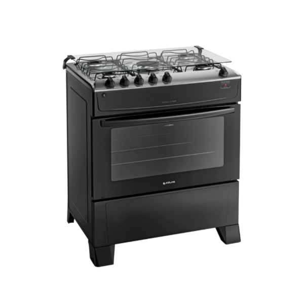 Fogao Atlas com Mesa de Inox Monaco Top 5 Bocas com Acendimento Automatico Preto-0312c459-757b-4671-bd5d-04a1b26f68c9
