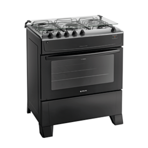 Fogao Atlas com Mesa de Inox Monaco Top 5 Bocas com Acendimento Automatico Preto