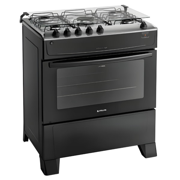 Fogao Atlas com Mesa de Inox Monaco Top 5 Bocas com Acendimento Automatico Preto-ee300f99-f9fb-4f7d-bd4e-6c21a843c4bb