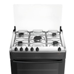 Fogao Atlas com Mesa de Inox Monaco Top 5 Bocas com Acendimento Automatico Preto
