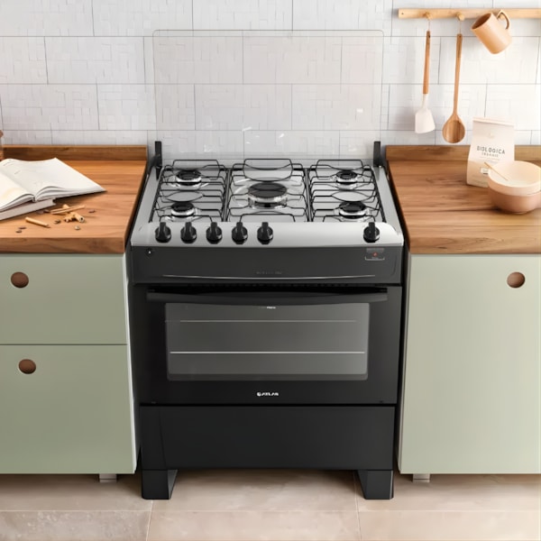 Fogao Atlas com Mesa de Inox Monaco Top 5 Bocas com Acendimento Automatico Preto-357d3787-d5e5-4c16-a7b1-7db59b935555