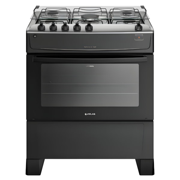 Fogao Atlas com Mesa de Inox Monaco Top 5 Bocas com Acendimento Automatico Preto-e8121944-bf10-4805-a0a9-845a81d2eee1