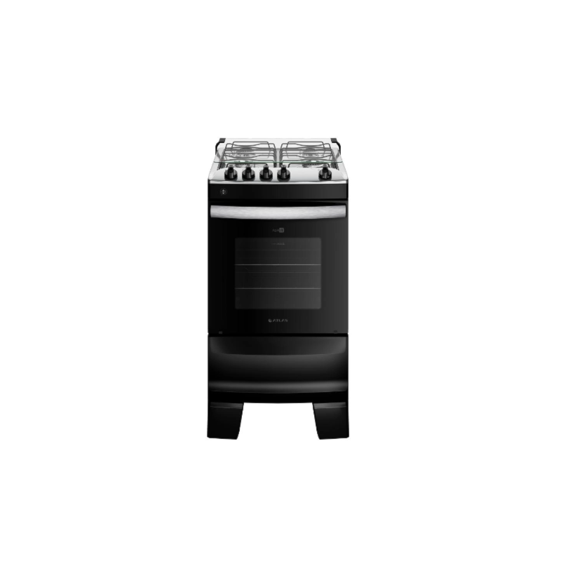 Fogao Atlas Mesa de Inox Agile 4 Bocas Acendimento Automatico Preto