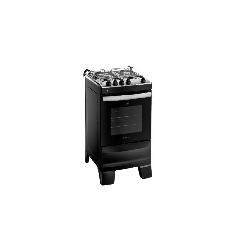 Fogao Atlas Mesa de Inox Agile 4 Bocas Acendimento Automatico Preto