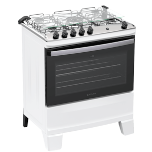 Fogao Atlas Mesa Inox Agile 5 Bocas Acendimento Automatico Branco