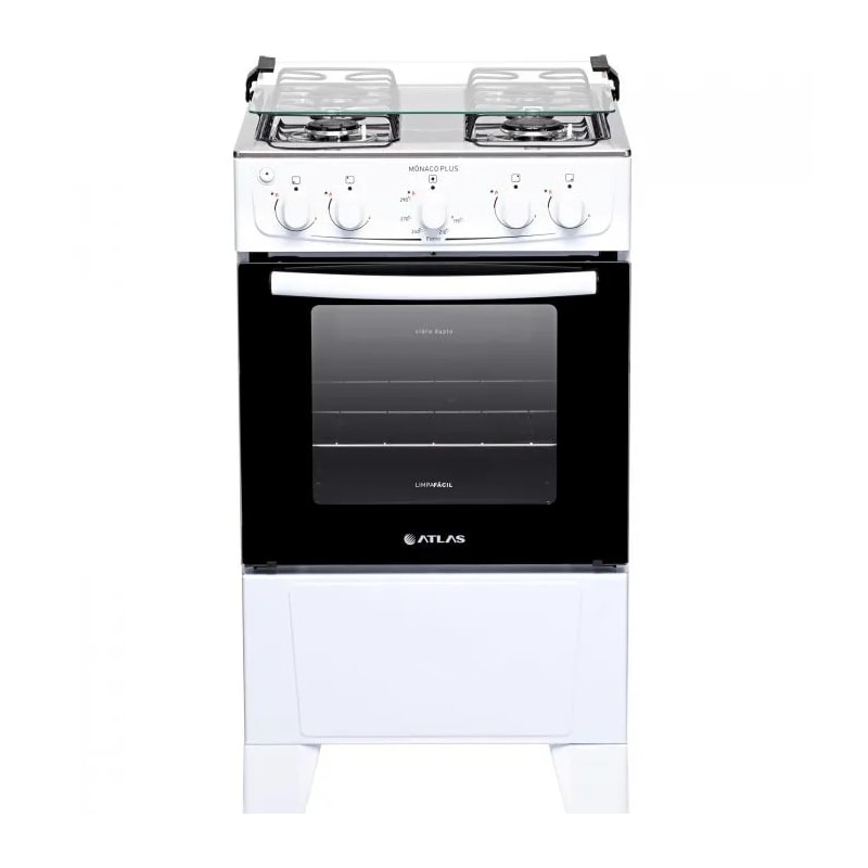 Fogao Atlas Mesa Inox Monaco Plus 4 Bocas com Acendimento Automatico Branco