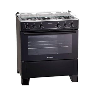 Fogao Atlas Mesa Inox Monaco Plus 5 Bocas Acendimento Automatico Preto