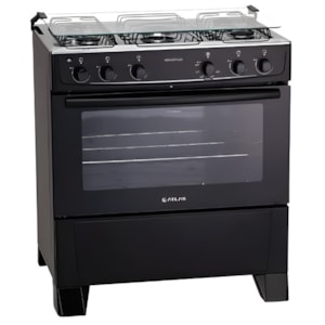 Fogao Atlas Mesa Inox Monaco Plus 5 Bocas Acendimento Automatico Preto