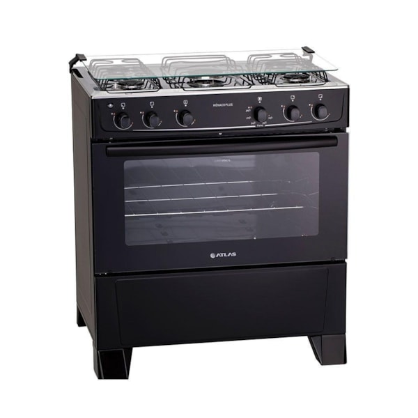 Fogao Atlas Mesa Inox Monaco Plus 5 Bocas Acendimento Automatico Preto-9549db96-25d4-41e7-a0b1-be5e1c66e986