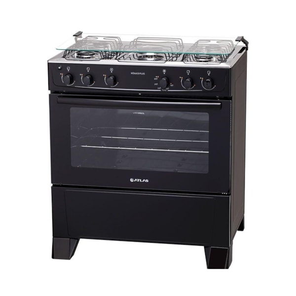 Fogao Atlas Mesa Inox Monaco Plus 5 Bocas Acendimento Automatico Preto-74f95c41-e2de-47fd-b851-549c6cf93103