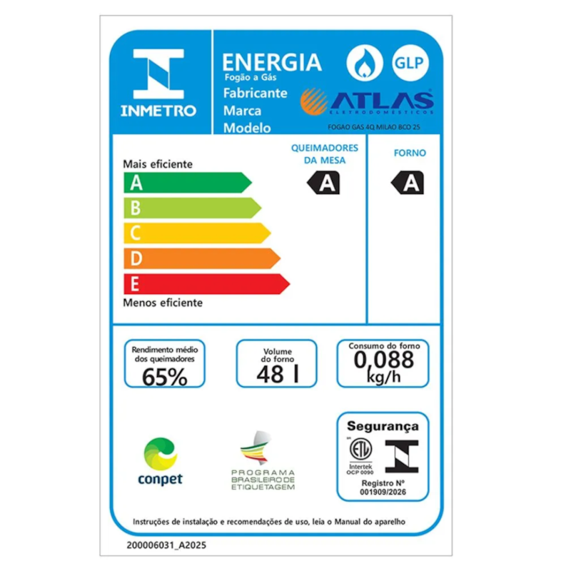 Fogão Atlas Milão 4 Bocas Mesa Inox Acendimento Manual Branco-6ca95943-e410-437c-835c-0ed88345b43e